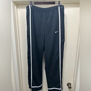 VTG Nike Track Pants Mens Large Black Y2K White Swoosh Tear-Away Snap Basketball